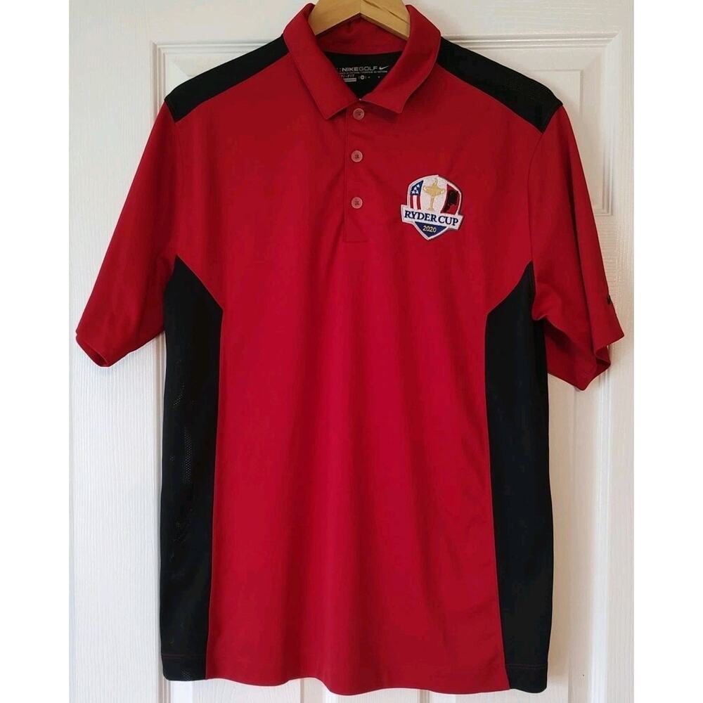 Men's Nike Dri-Fit Golf Shirt 2020 Ryder Cup Red & Black Polo - Medium